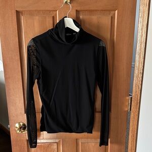 Tahari Black Long Sleeve Women's Top with Mesh Accents